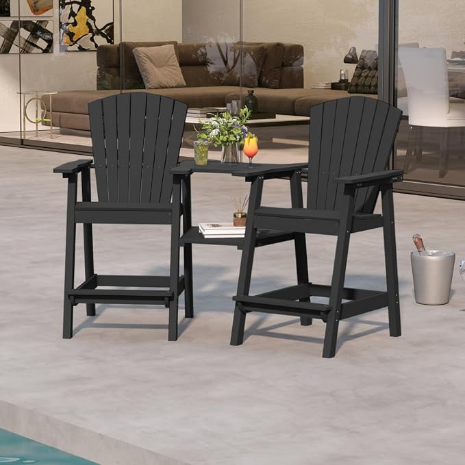 Black HDPE Tall Adirondack Chair Set of 2 - Image 8
