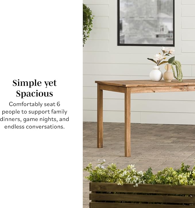 Walker Edison Dominica Contemporary Slatted Outdoor Dining Table, 34 Inch - Image 6