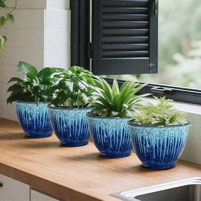 Flower Pots, 8 Inch Plastic Plant Pots - Image 6