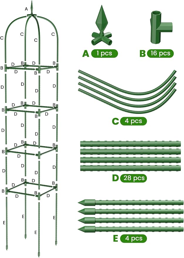 Trellis for Climbing Plants Outdoor, 6FT Garden Obelisk Rustproof PE Coated - Image 6