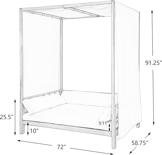 Scott Living Outdoor Acacia Wood Daybed - Image 5