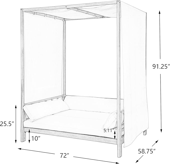 Scott Living Outdoor Acacia Wood Daybed - Image 5