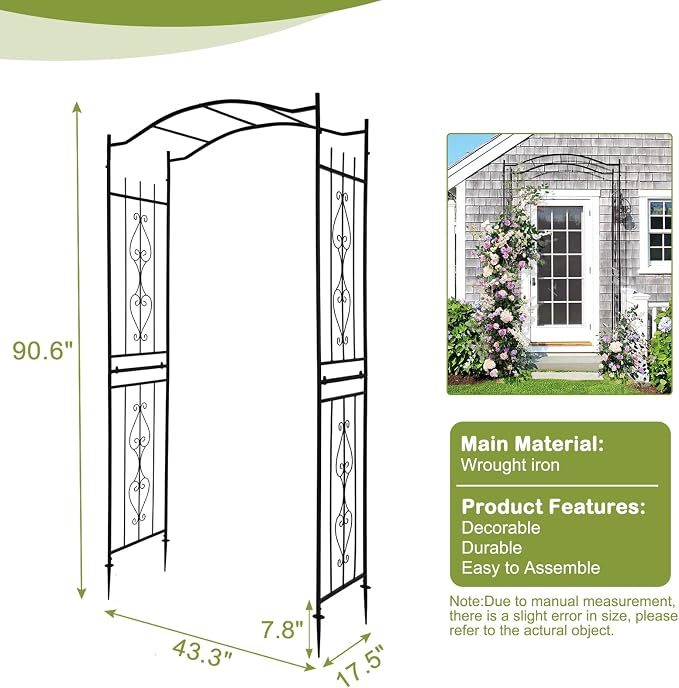 Outvita 7.5Ft Garden Arch Arbor, Steel Frame Stand Trellis, Arbour Archway - Image 10