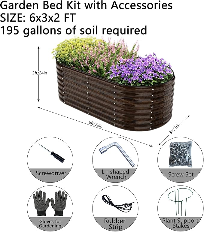 Galvanized Metal Planter Round Raised Garden Bed Kit - Image 2