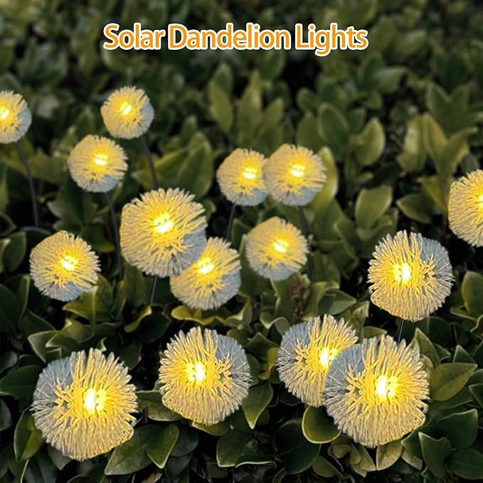 4PK 32LED Solar Garden Lights Outdoor, Dandelion Solar Lights Outdoor, IP65 - Image 4