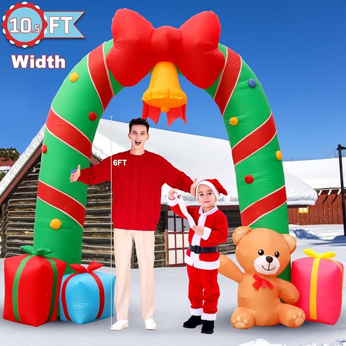 10FT Christmas Inflatable Outdoor Decorations Candy Cane Christmas Archway - Image 2