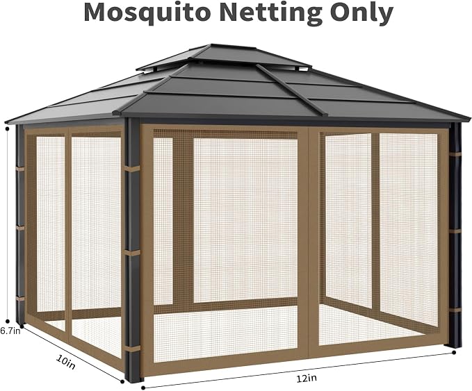 Gazebo Replacement Mosquito Netting Outdoor Universal Gazebo Canopy 4-Panels - Image 3