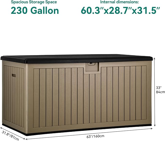 YITAHOME 230 Gallon Double-Wall Deck Box - Image 8