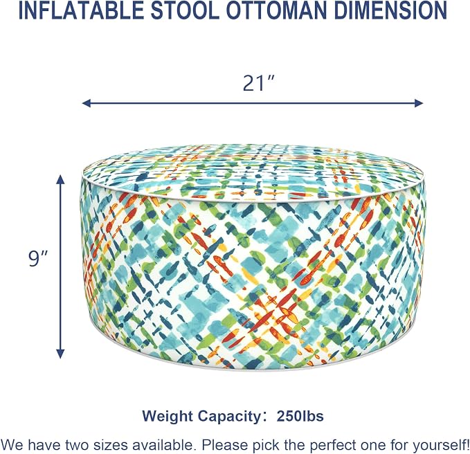 Patio Inflatable Ottoman, 21x9 Inch Portable Stool Ottoman - Image 2