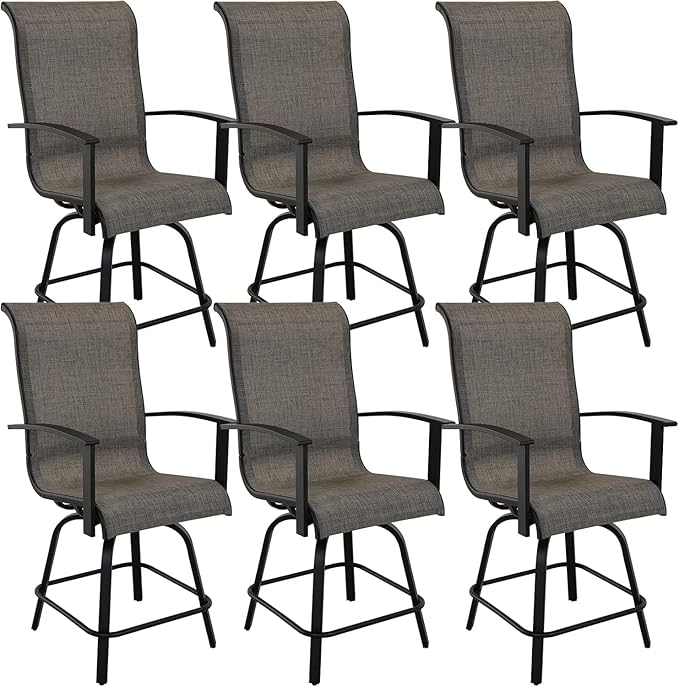 Grand patio Counter Height Swivel Bar Stools Set of 6, Outdoor Sling Fabric by GrandPatio