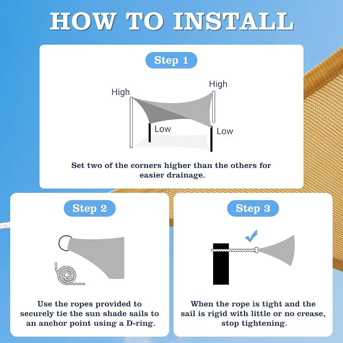 HappyTrends Sun Shade Sail, Tear and Rust Resistant Patio sail Shade - Image 6