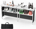 VINGLI 43" Portable Bar Table, 3-Tier Shelves, Carry Bag，Mobile Bar Table by VINGLI