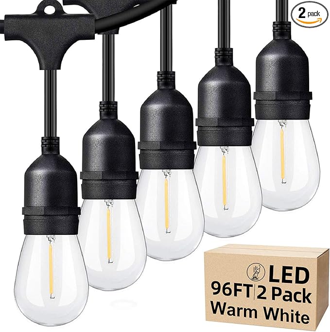 Lakumu Outdoor String Lights 96FT, Commercial Grade Heavy Duty Patio Lights by Lakumu