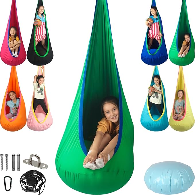 Kids Pod Swing Seat, Max 300 Lbs, Child Sensory Swing Chair Indoor & Outdoor by HiChrote