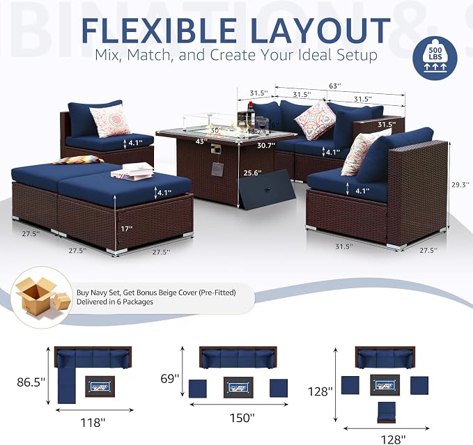 NICESOUL 7 Pcs Patio Conversation Set - Image 4