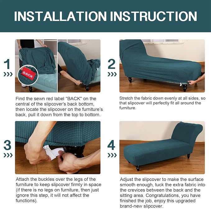 FantasDecor Chaise Lounge Cover Stretch Armless Chair Slipcover - Image 7