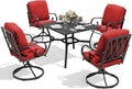 MELLCOM 5 Pcs Outdoor Dining Set, 4 Swivel Rocker Chairs by MELLCOM