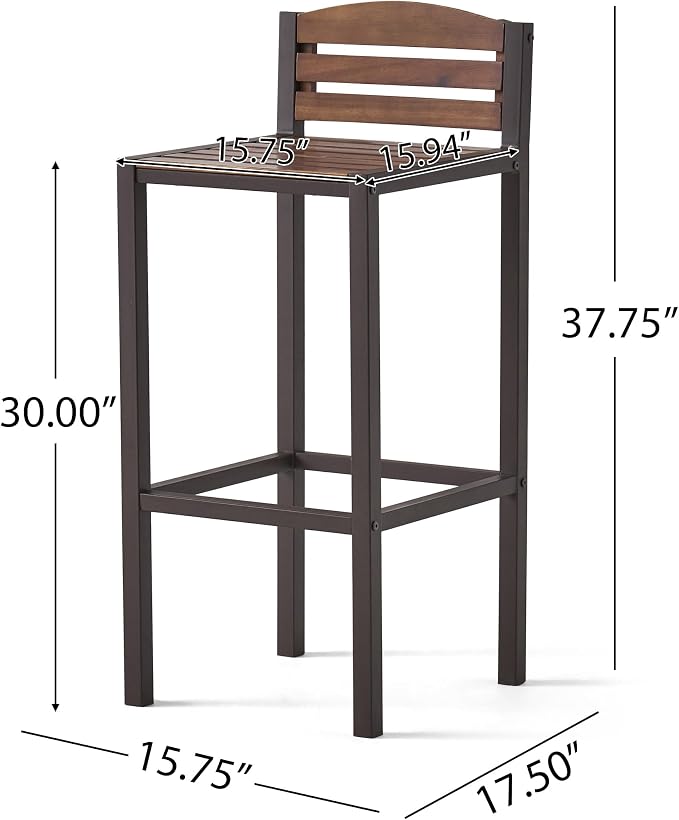 Christopher Knight Home Milos Indoor/Outdoor Acacia Wood 3 Piece Bar Set - Image 6