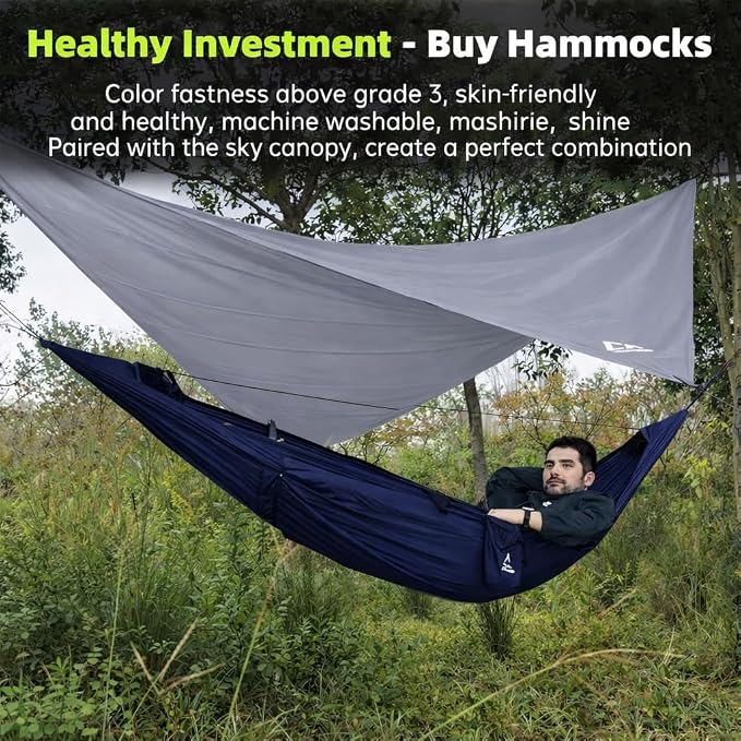 Camping Hammock with Mosquito Net and RainFly Tarp - Image 3
