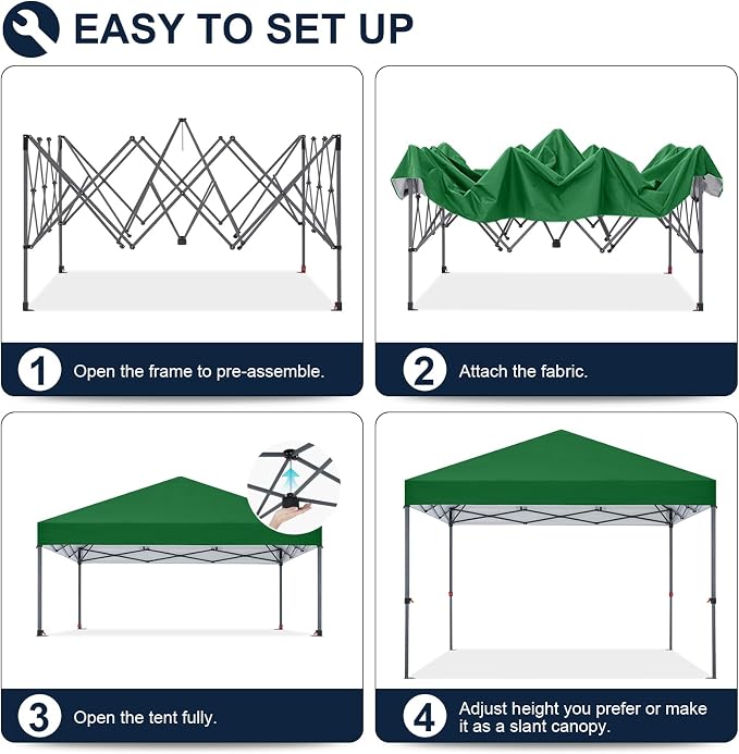 COOSHADE Durable Easy Pop Up Canopy Tent 10x10Ft, Forest Green - Image 3