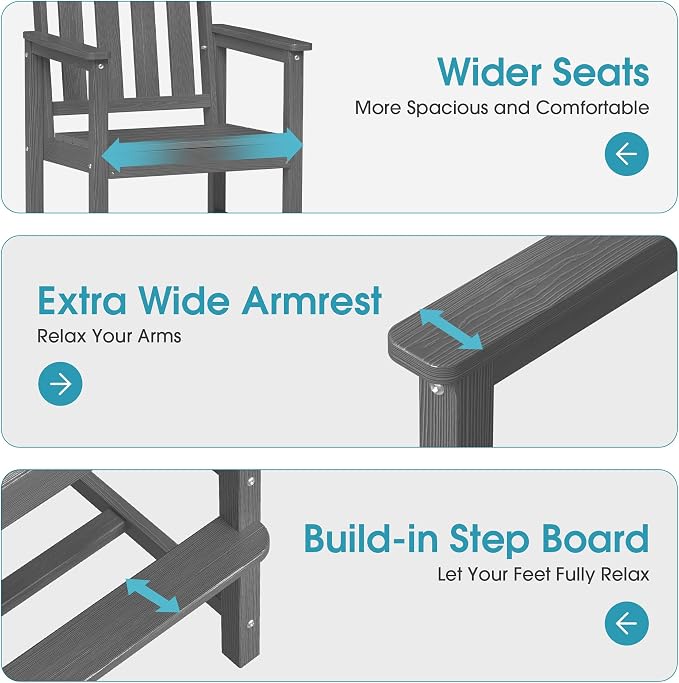 Ciokea Outdoor Bar Stool, Oversized HDPE Patio Bar Chair - Image 3