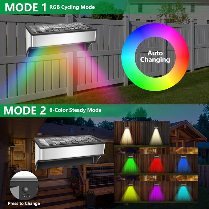 Solar Fence Lights Outdoor, 4 Pack Step Lights Solar Powered - Image 2