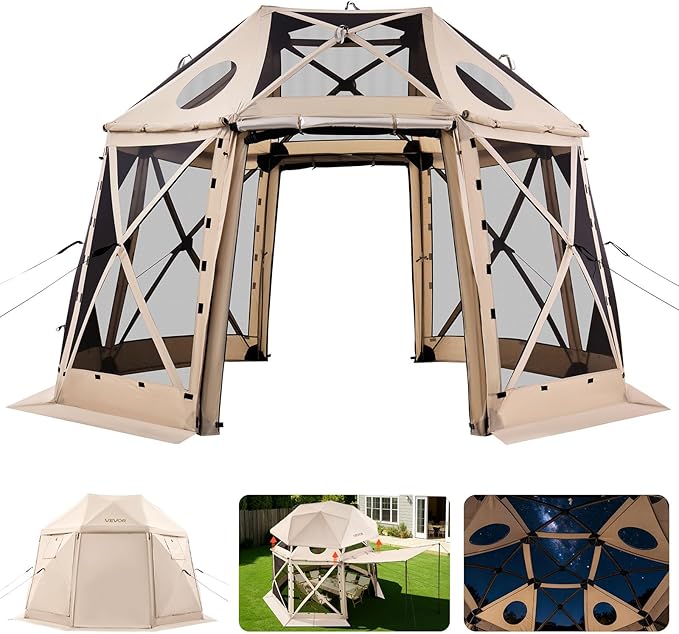 VEVOR Pop up Gazebo Screen Tent, 12 x 12 ft, 13-Sided Spherical Camping Canopy by VEVOR