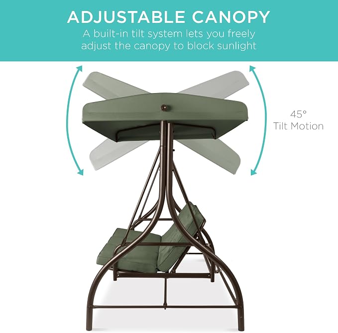 Best Choice Products 3-Seat Outdoor Large Converting Canopy Swing Glider - Image 5