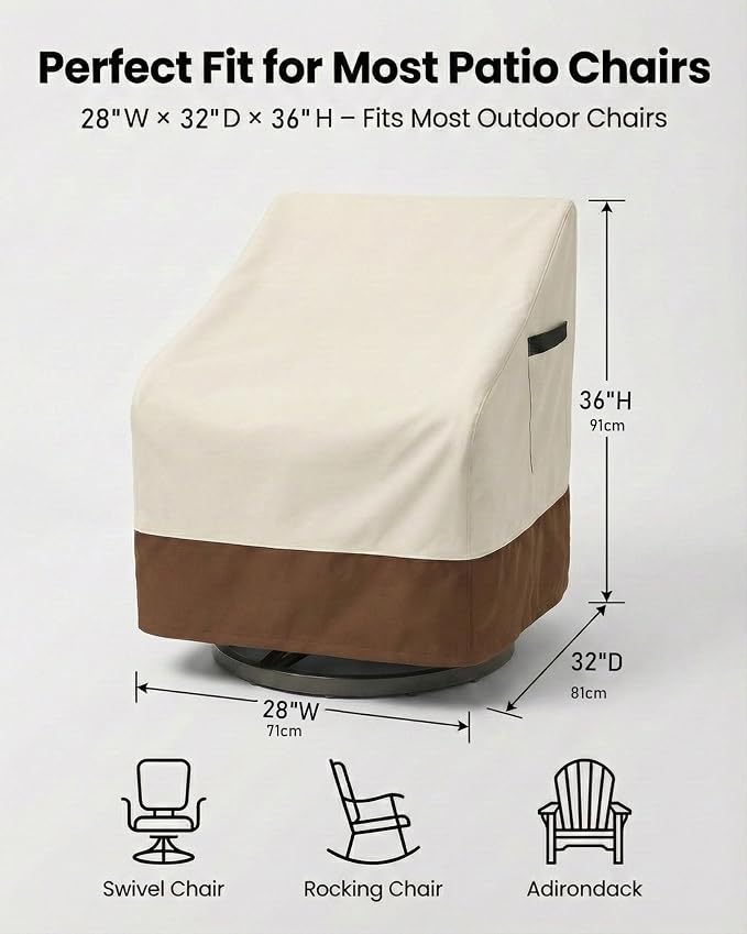 Waterproof Patio Chair Covers, Heavy Duty 600D Lawn Outdoor Furniture Covers - Image 5