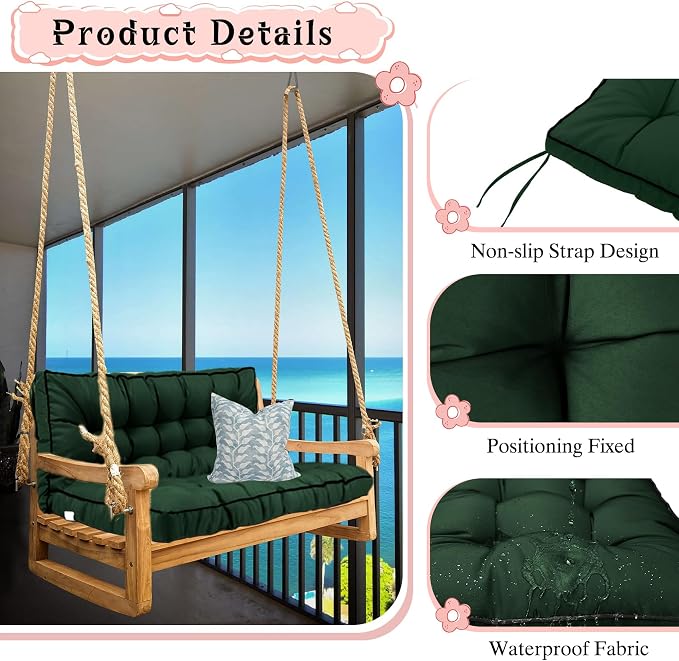 2-3 Seat Swing Replacement Cushion, Outdoor Bench Cushions - Image 3