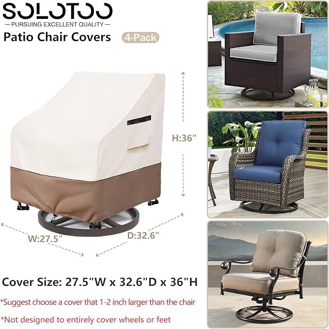 Patio Chair Covers Waterproof Heavy Duty Patio Furniture Covers, 27.5W x 32.6D - Image 3