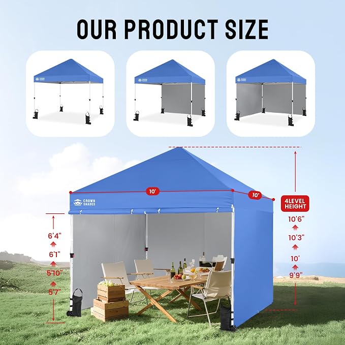 CROWN SHADES 10x10 Pop Up Canopy Tent Instant Commercial 1-Person Setup - Image 6