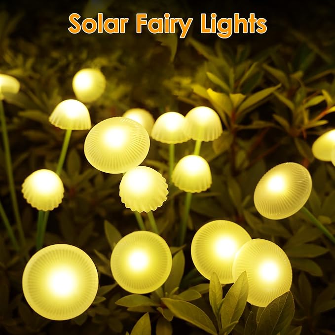 KAQ Solar Garden Lights Outdoor 6PK 48LED, Mushroom Solar Lights Outdoor - Image 3