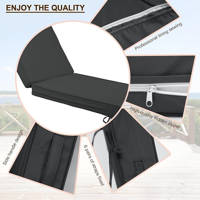 Outdoor Chaise Lounge Cushion, 4 Inch Thick Waterproof Fade Resistant Patio - Image 3