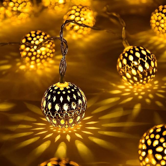Brightown Solar Moroccan String Lights Outdoor 60 LED 36 Ft Globe Fairy Lights - Image 2