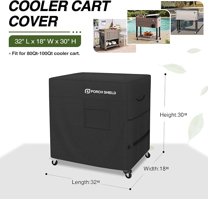 Porch Shield Waterproof Rolling 80-100 Qt Cooler Cart Cover Fits Most Patio Ice - Image 2