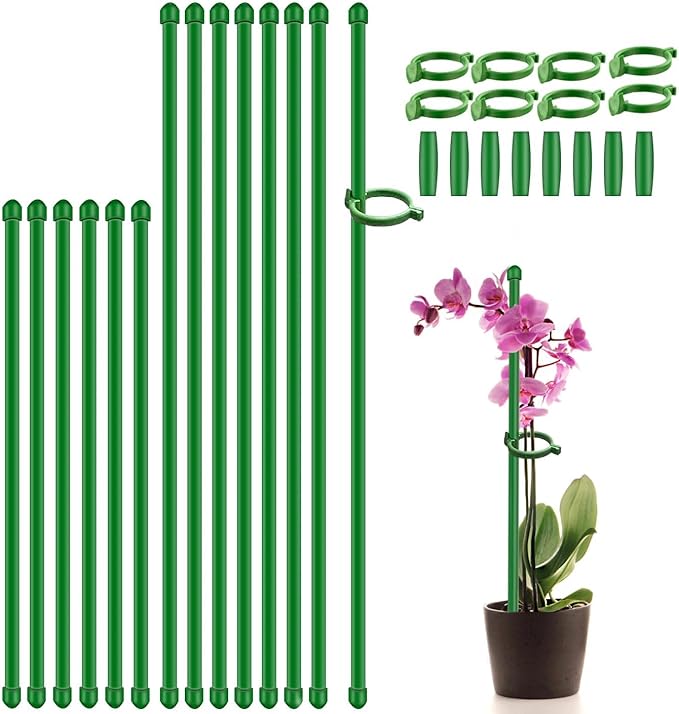 Plant Stakes 17inch &11inch SupKing Adjustable Length Plant Support Stake 16Pcs by SupKing