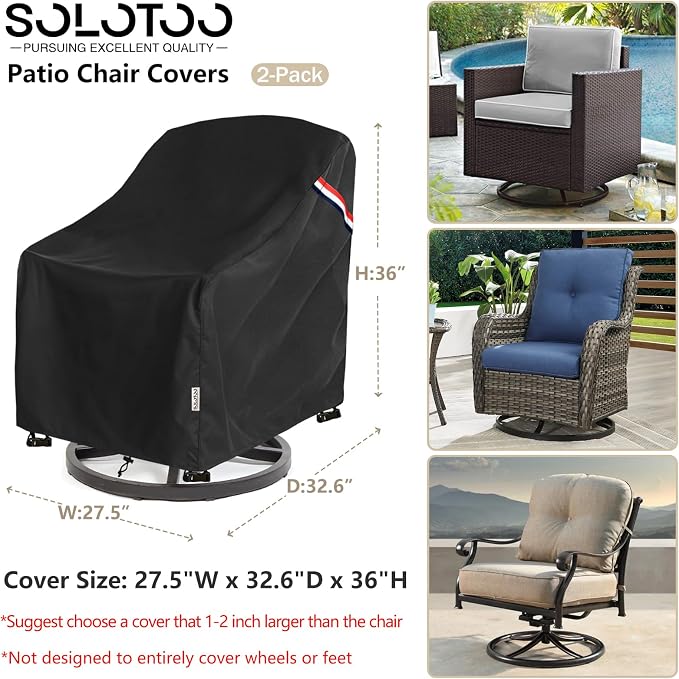 Patio Chair Covers Waterproof Heavy Duty Patio Furniture Covers, 27.5W x 32.6D - Image 3