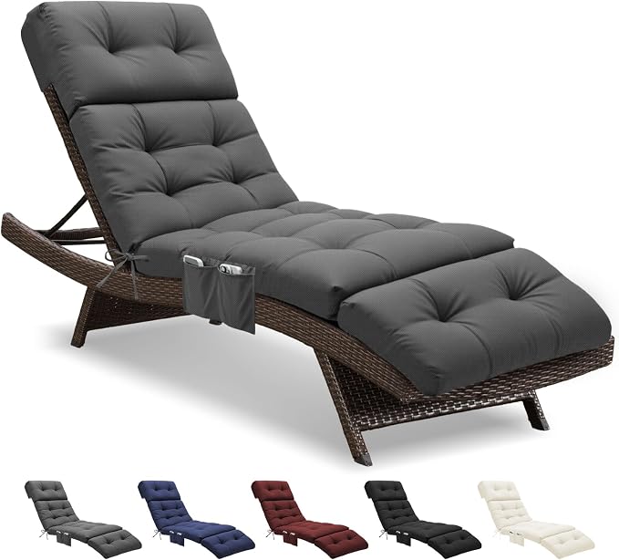 Outdoor Chaise Lounge Chair Cushion Waterproof 74.4 x 22 x 4.7 Inches Lounge by Unknown