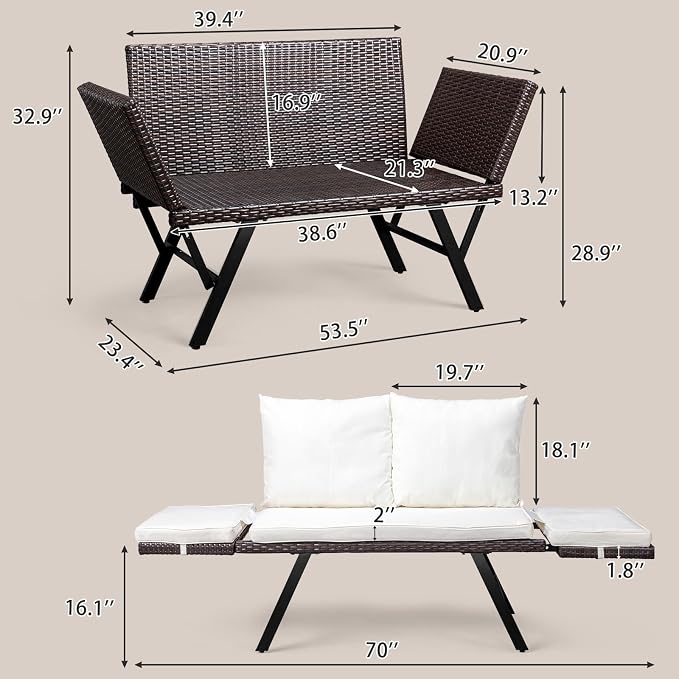VINGLI Outdoor Loveseat, Woven Rattan Outdoor Sofa - Image 2