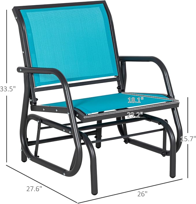 Outsunny Porch Glider Set of 2, Metal Frame Swing Glider Chair - Image 3