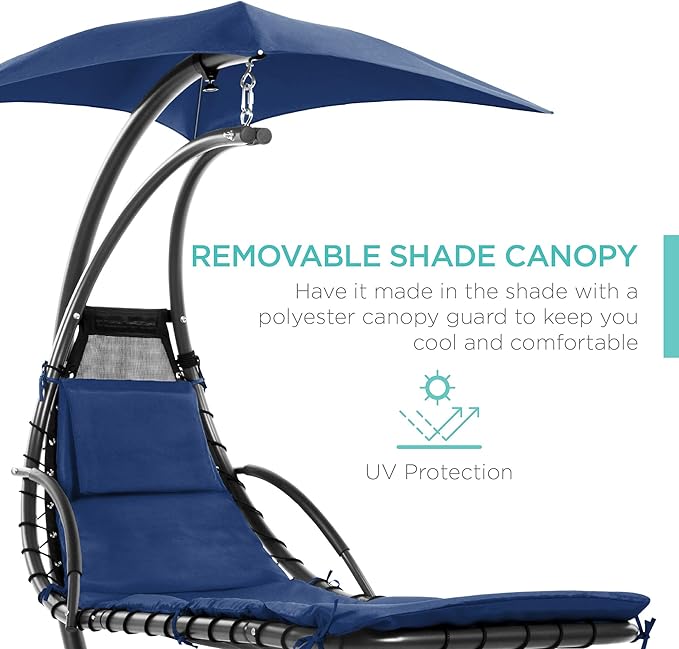 Best Choice Products Outdoor Hanging Curved Steel Chaise Lounge Chair Swing - Image 4