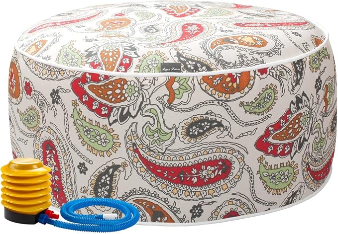 Magpie Fabrics Indoor/Outdoor Inflatable Stool Ottoman Pouf, Water Repellent by Magpie+Fabrics