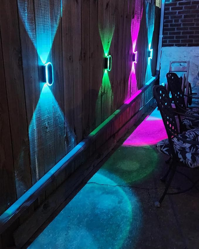 6 Pack Solar Fence Lights Outdoor, RGBW Solar Wall Lights 8-Color Waterproof - Image 7