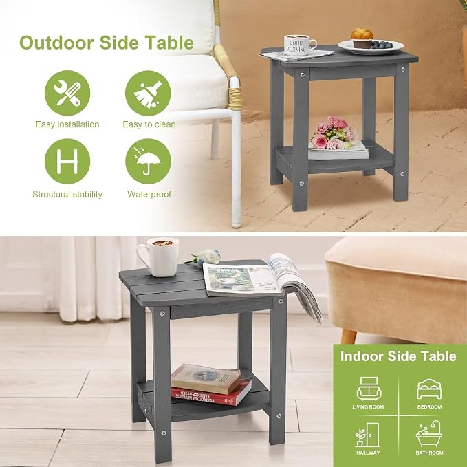 Y&M Outdoor Side Table, HIPS Adirondack Small Double Layer Table, Waterproof - Image 6