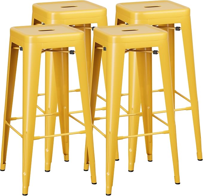 Shahoo 30 Inches Metal Bar Stools Counter Height Stackable Backless Stools by BuynowfromShahoo