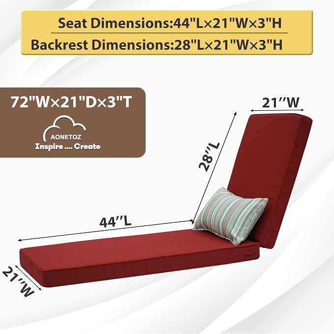 Outdoor Chaise Lounge Cushions, Olefin Lounge Cushion, Rainproof Color - Image 2