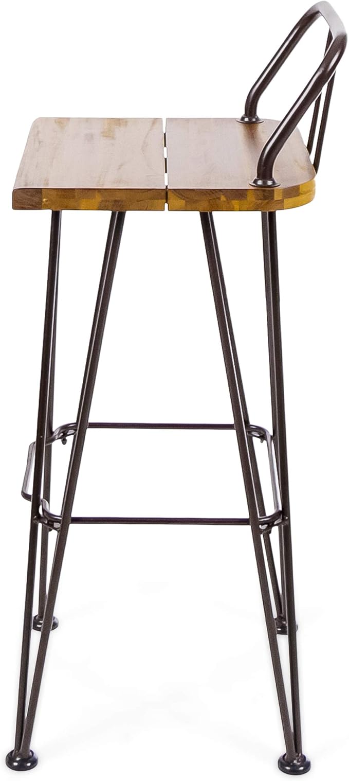 Christopher Knight Home Leonardo Outdoor Industrial Acacia Wood Barstools - Image 5