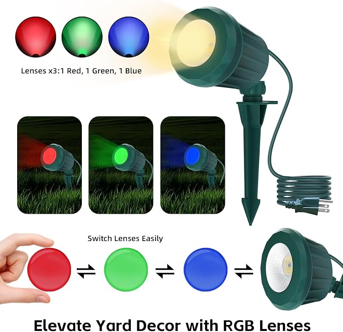 Spotlight Outdoor – 120V Plug-in, 2700K Warm White LED Landscape Spot Lights - Image 2