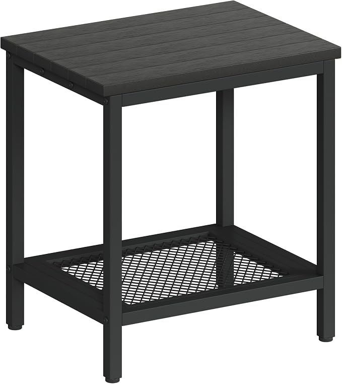 Outdoor Side Table with Storage, 2-Tier Patio End Tables Weather Resistant by Wehaveahome